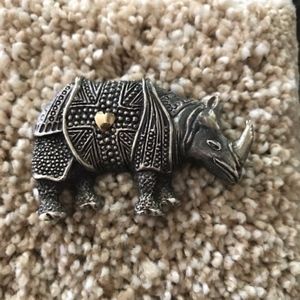 R Koch sterling rhinoceros pin